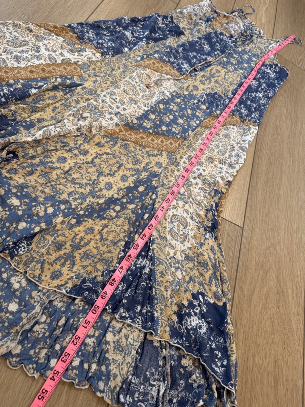 Free People intimately Work of Art Printed Maxi Dress Sz M patchwork boho fringe - Picture 6 of 12